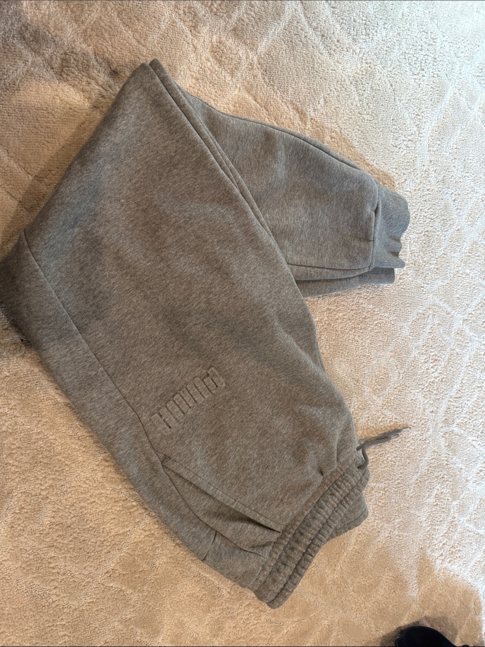 Puma mens Gray Logo Fleece Joggers